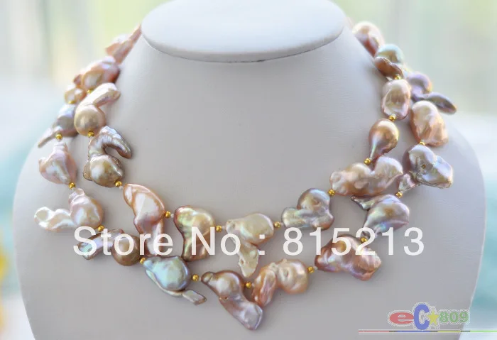 

ddh00618 33" PINK LAVENDER BAROQUE KESHI REBORN PEARL NECKLACE