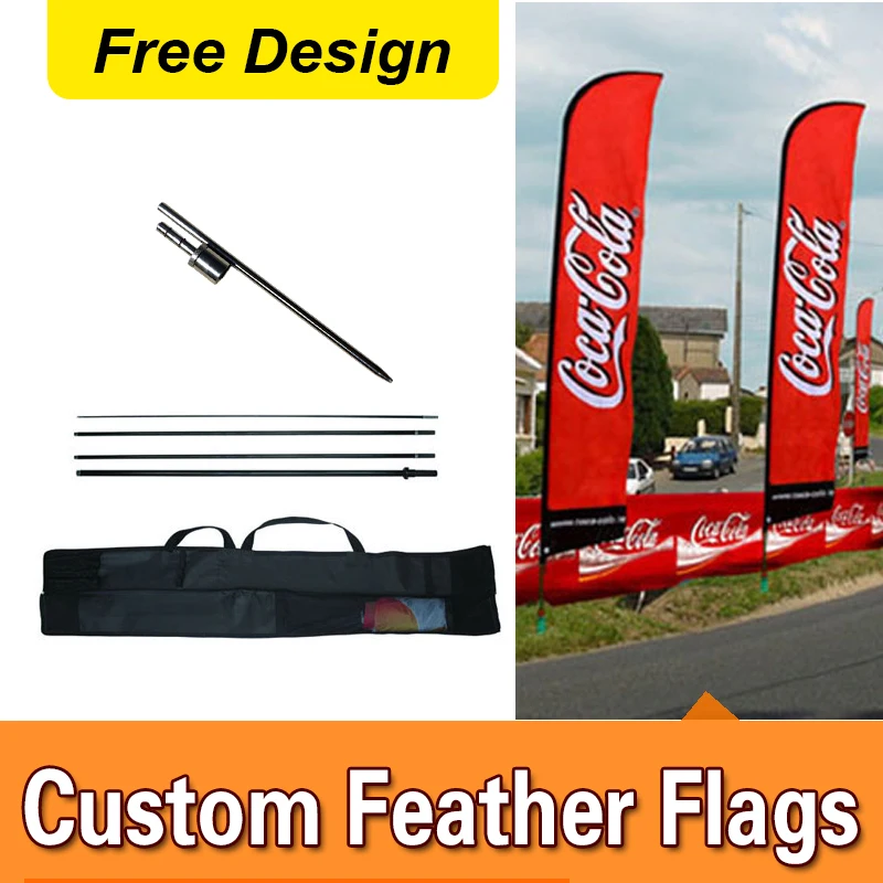 

Free Design Free Shipping Single Sided In-ground Spike Feather Flag Signs Advertising Promotional Sail Flags Vertical Flag