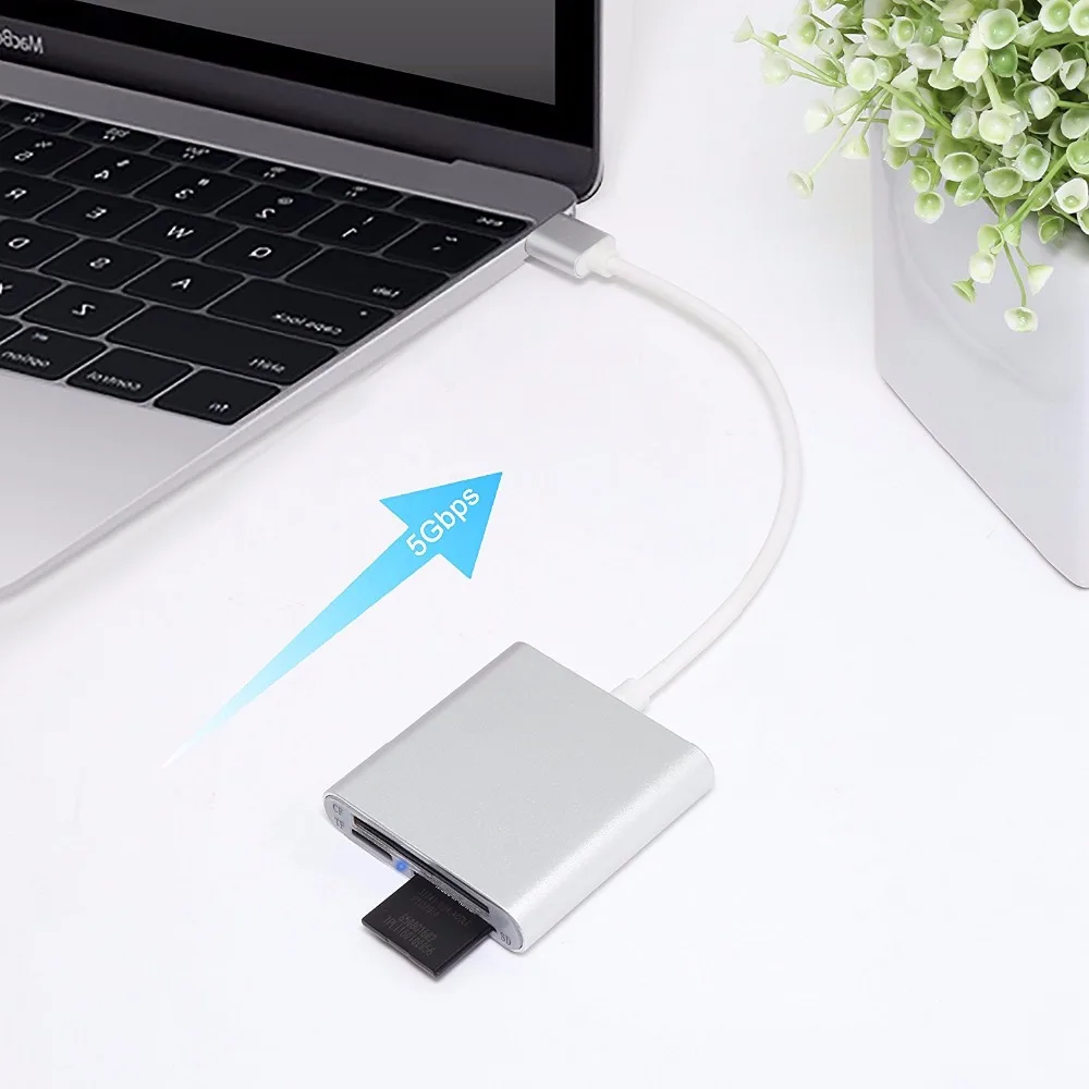 Кард-ридер Leadzoe USB C 3,0 SD/Micro SD/TF/CF Compact Flash Smart Memory Card Adapter type C OTG SD Card Reader для портативных ПК