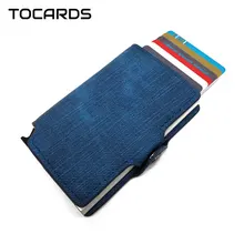 RFID Блокировка ковбойский кредитный ID держатель для карт Ретро винтажный алюминиевый джинсовый кожаный бумажник чехол для карт мини кошелек для мужчин и женщин