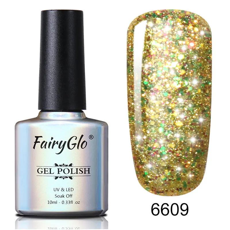 FairyGlo 10 мл Блестящий лак для ногтей Soak Off Semi Perment Nail Art Гибридный лак для стемпинга Эмаль Гель-лак Vernis Ongle - Цвет: 6609