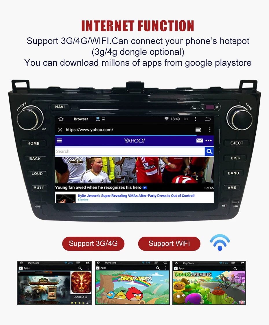 KANOR Android 9,0 4+ 64g 8 ядерный ips 2din автомобильный радиоприемник для Mazda 6 Ruiyi 2008 2009 2010 2011 2012 wifi gps DVD плеер мультимедийный ПК