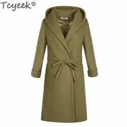 Tcyeek/Осенняя Женская куртка из шерсти и смесей, 2019, зимнее плотное пальто, корейский модный шерстяной топик, женская шапка, пальто, Abrigo Mujer LWL836