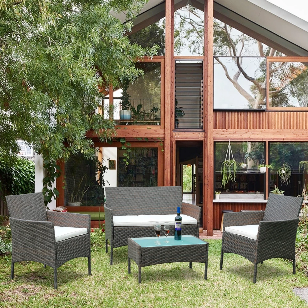 

Morden Garden Furniture Set Outdoor Rattan Sofa Chair Table Set Hot Sale Poly rattan Garden Furniture Garden Sofa Set