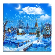 Fairy tale neige 40 x 40 forage place strass collé peinture point de croix artisanat Needlework bricolage diamant dessin décoration de la maison