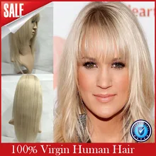 2016 Promotion Silk Top Full Lace Human Hair Wigs Grade 6a Brazilian Virgin 130%density Bob Front Wig & Glueless With Bangs