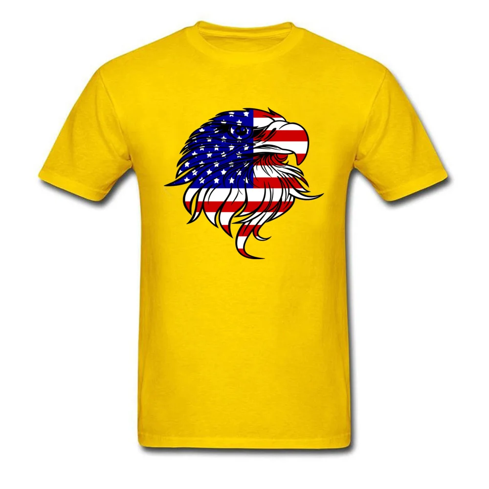 Prevailing American Eagle PatriotIndependence Day T-shirts O-Neck 100% Cotton Men T Shirt Short Sleeve Summer Fall Tops T Shirt American Eagle PatriotIndependence Day yellow