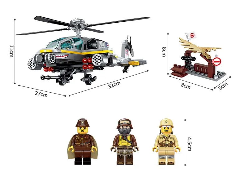 280pcs Military Battle Sea Force Apache Raid 3 Figures Educational Bricks Toy Boy Gift