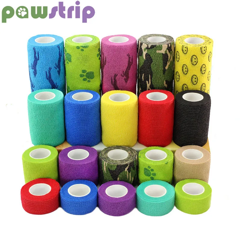 Pawstrip 1 рулон бандаж для собак эластичный медицинский бинт Pet Vet wrap Водонепроницаемый самоклеющиеся аксессуары(1,2, 3 или 4 дюйма Ширина