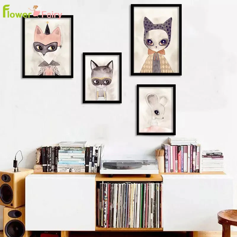 Abstract Animal Cartoon Nordic Poster Baby Girl Room Home Decor For Living Room Wall Art Canvas Painting Pictures Print Unframed
