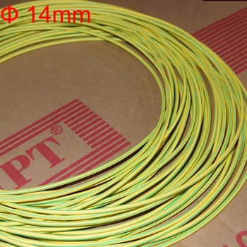 

4M 14mm Dia 2:1 Double Color Earth Line Cable Flame Retardant Yellow-Green Yellow & Green Heat Shrinking Tubing Shrinkable Tube