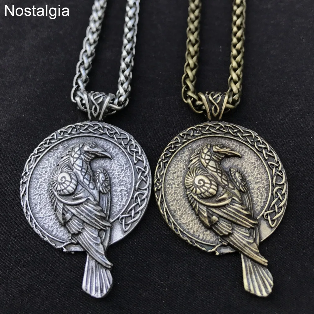 Odin Raven Talisman Amulet колье с кулоном в стиле викингов Wicca Bird Goth Jewelry Runes Neckless Wiccan