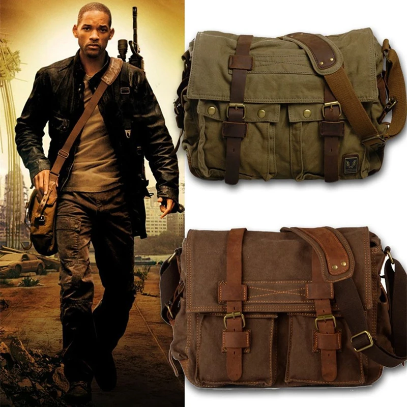 Bolsa de mensajero de lona de Burminsa para hombre, bolsas de mensajero de I AM LEGEND Will Smith, bolso de hombro grande, bolso de viaje para ordenador portátil para hombre Bolsa de mensajero de lona de Burminsa para hombre, bolsas de mensajero de I AM LEGEND Will Smith, bolso de hombro grande, bolso de viaje para ordenador portátil para hombre