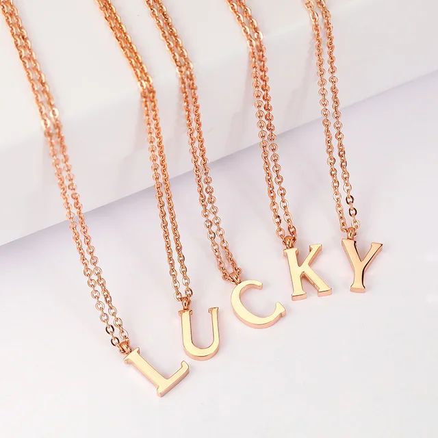 new personalized tiny rose gold capital letter pendant necklace letter pendant