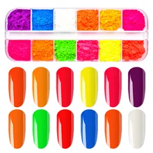 1 коробка градиентный порошок для ногтей неоновый пигмент флуоресцентные блестки Пыль УФ гель лак переливающийся инструмент для украшения ногтей для нейл-арта SF3080