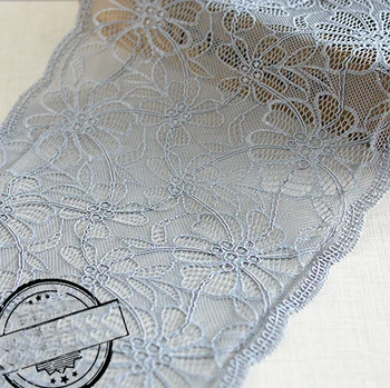 

5 yard 20cm 7.87" wide gray mesh embroidery lace trim ribbon L248 free ship