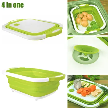 

4 In 1 Foldable Drain Basket Multifunction Board Tool for Kitchen Fruit Vegetable HG99