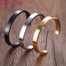 Granny Chic Hotsale Silver/ Gold/ black 8/6mm Stainless Steel Fashion Half Cuff Bracelet Bangle For Men Women’s Jewelry