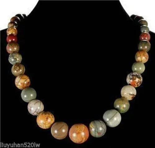 

Jewelr 004579 Natural 6-14mm Multicolor Picasso Jasper Round Beads Necklace