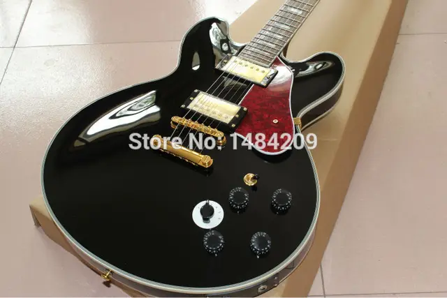 Best price at $262 Cheap Free shipping/2012 New arrival ES 335 ebony fingerboard red pearloid pickguard JAZZ hollow Electric Guitar high gloss finished
