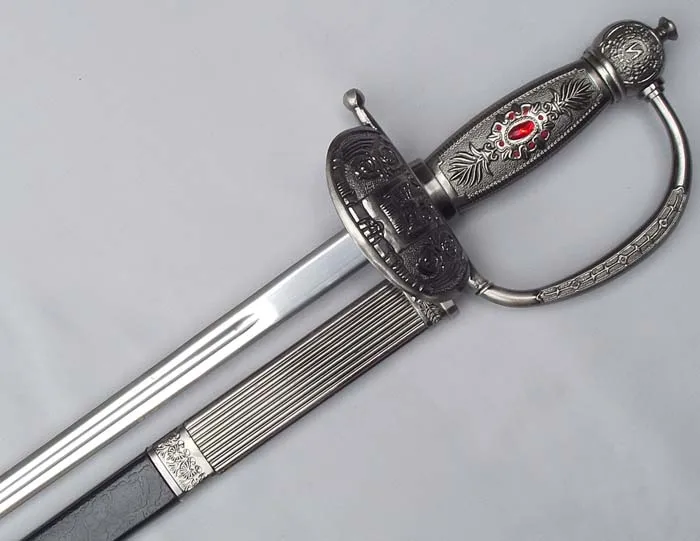 S0403 MIRIAM FENCING CEREMONIAL ZORRO STRAIGHT SWORD D GUARD W/ SCABBARD 35.2