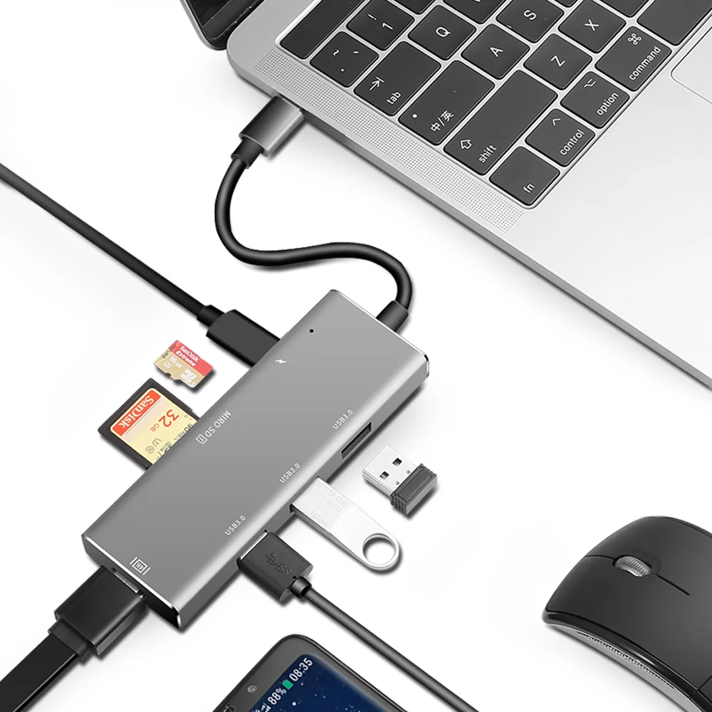 

Type-c hub docking station 7 port typeC expansion hdmi low temperature macbook accessories usb