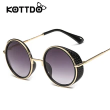 Gafas de Sol de moda Para Las Mujeres Retro Gran Marco Redondo Del Metal de la Marca diseño Negro Gafas de Sol de Lujo de Las Señoras de Conducción gafas de sol mujer