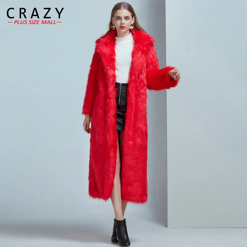 Long red fur coat Outlet