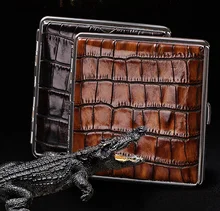 Crocodile Pattern Design Cigarette Case 20pcs Portable Metal High-grade Cigarette Boxes Genuine Leather Cigarette Holder Z602