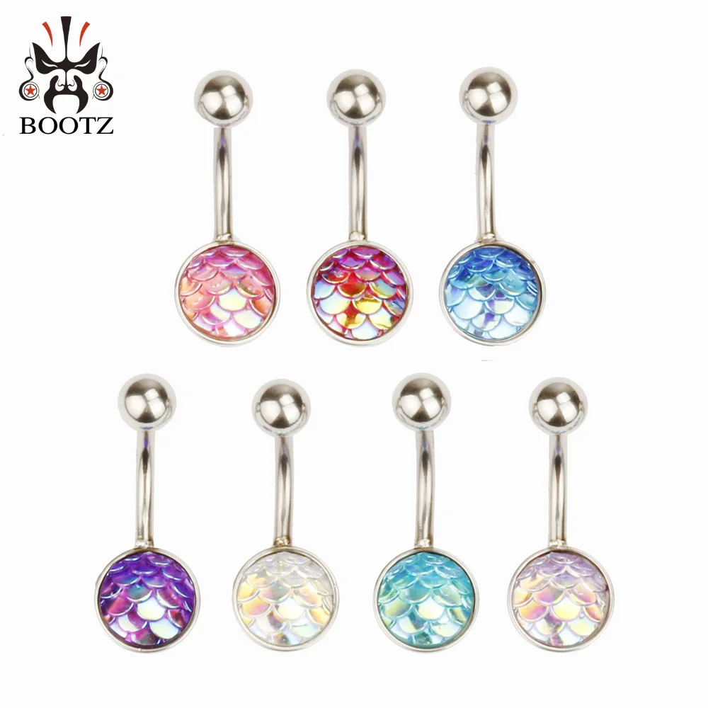 KUBOOZ fashion stainless steel Navel ring silver body jewelry piercing mix 7 colors wholesale
