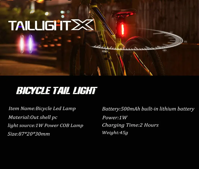 USB Rechargeable Front Rear Bicycle Light Lithium Battery LED Bike Taillight Cycling Helmet Light Lamp Mount Bicycle Accessories (2)