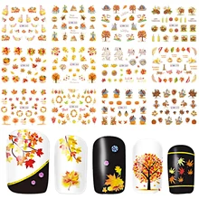 1 Набор, 12 видов конструкций, переводные наклейки для ногтей, клен/листья/благодарение за рукоделие, BEBN361-372 для украшения ногтей