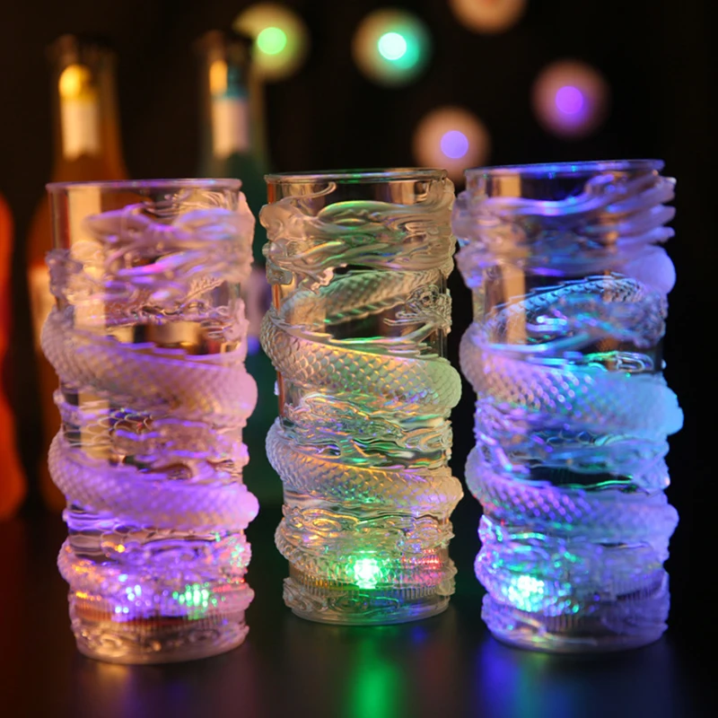 

Wedding Decorations LED Dragon Flashing Mug Inductive Rainbow Party Beer Drinking Luminous Mug Bar Tool Color Flashing Light
