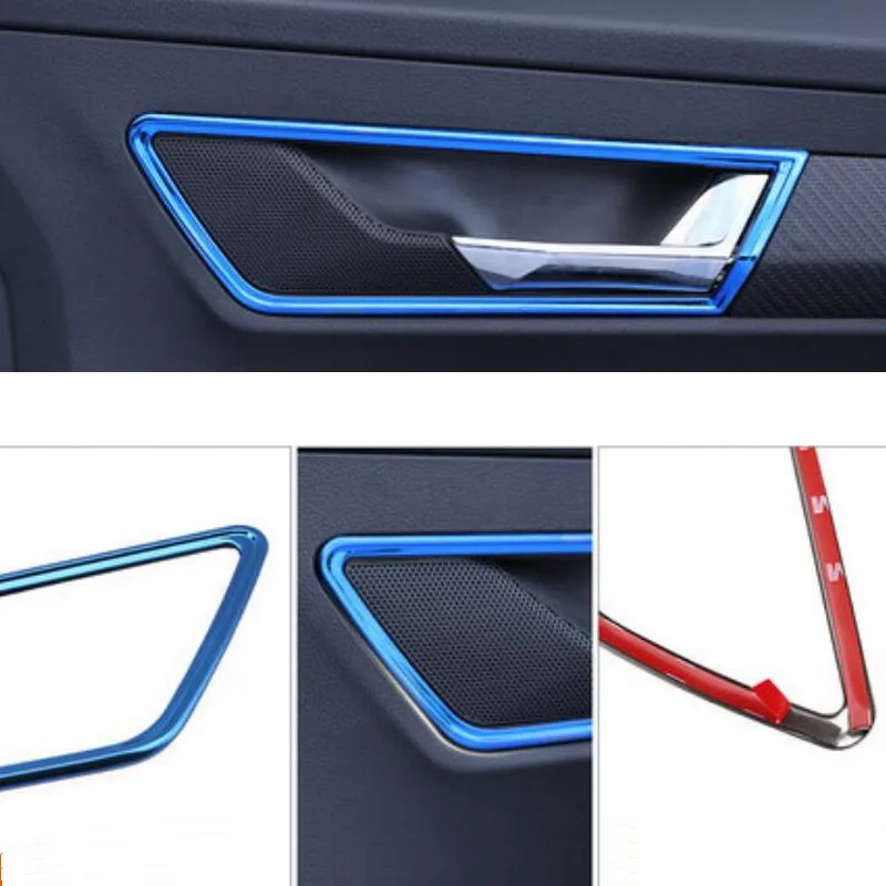 Tonlinker cubierta pegatinas para SKODA KAROQ 2017-18 estilo de coche 1-4 piezas de acero inoxidable Interior piezas azul estilo cubierta de la etiqueta engomada Tonlinker cubierta pegatinas para SKODA KAROQ 2017-18 estilo de coche 1-4 piezas de acero inoxidable Interior piezas azul estilo cubierta de la etiqueta engomada