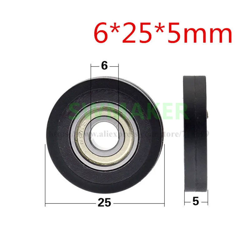 1pcs 6*25*5mm TPU polyurethane PU coated pulley wear-resistant automatic rolling 696 bearing roller flat wheel | Обустройство дома