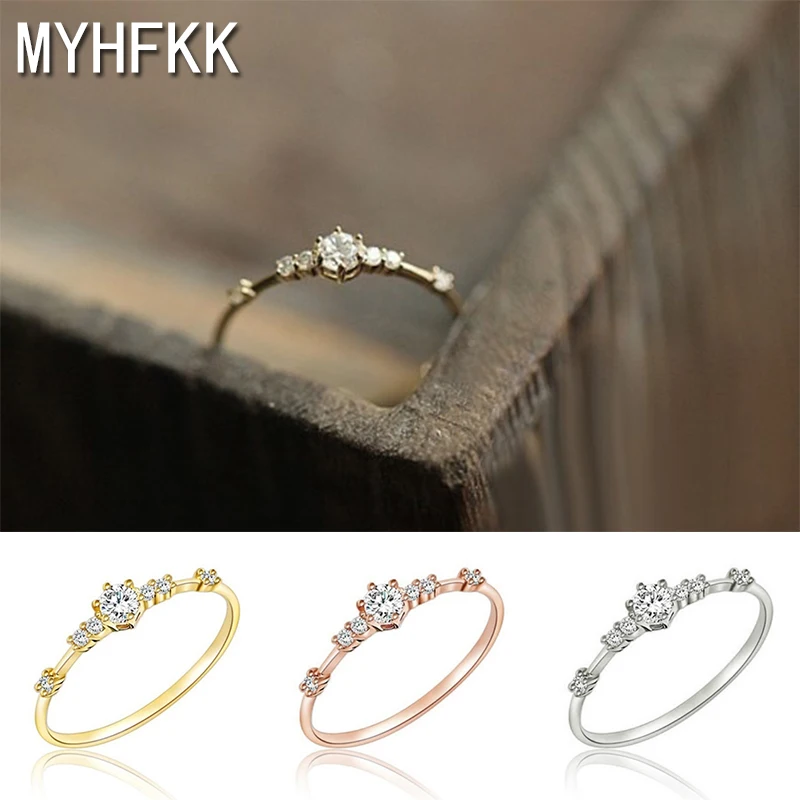 

MYHFKK2019 New Fashion Women Ring Finger Jewelry Rose Gold /Sliver /Gold Color Rhinestone Crystal Rings4/5/6/7/8/9/10/11SizJZ053