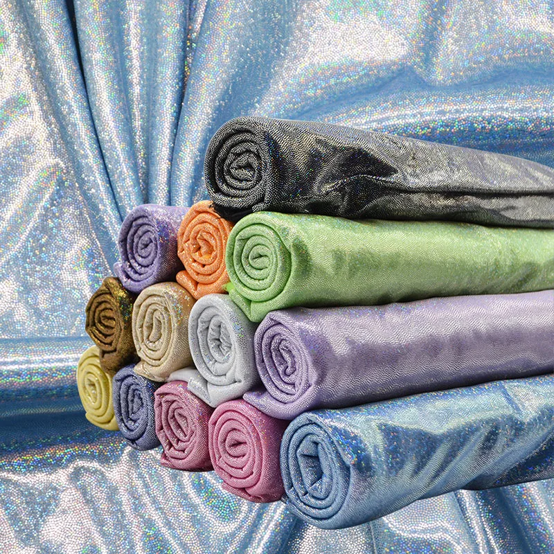 

100*150cm Colorful Shiny Laser Fabric DIY Costume Stage Wedding Party Backdrop Decor Table Runner For Sewing Doll Accessories