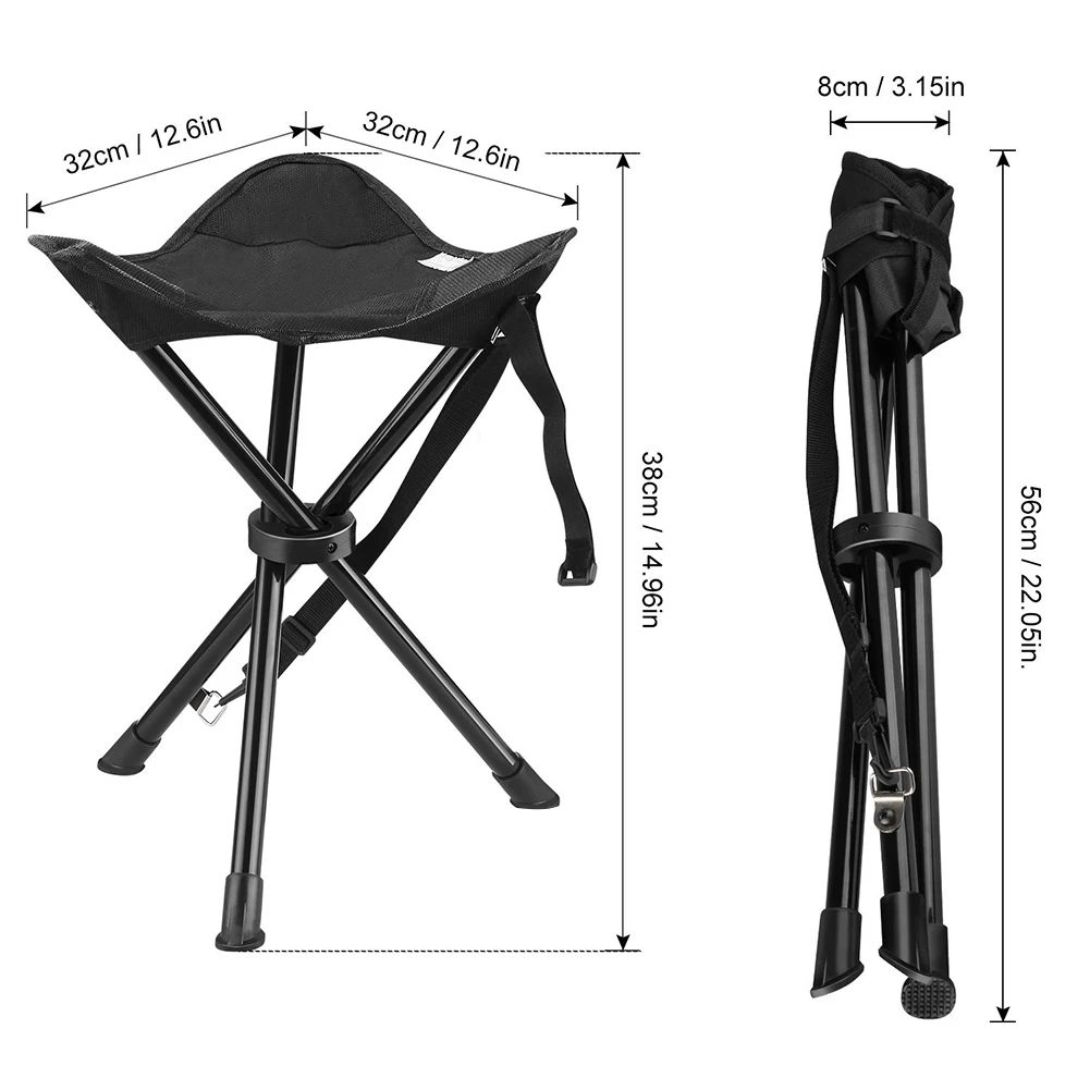 Ultralight Outdoor Camping Tripod Folding Stool Chair Fold Fishing Chair Foldable Portable Three-legged Fishing Mate Fold Chair