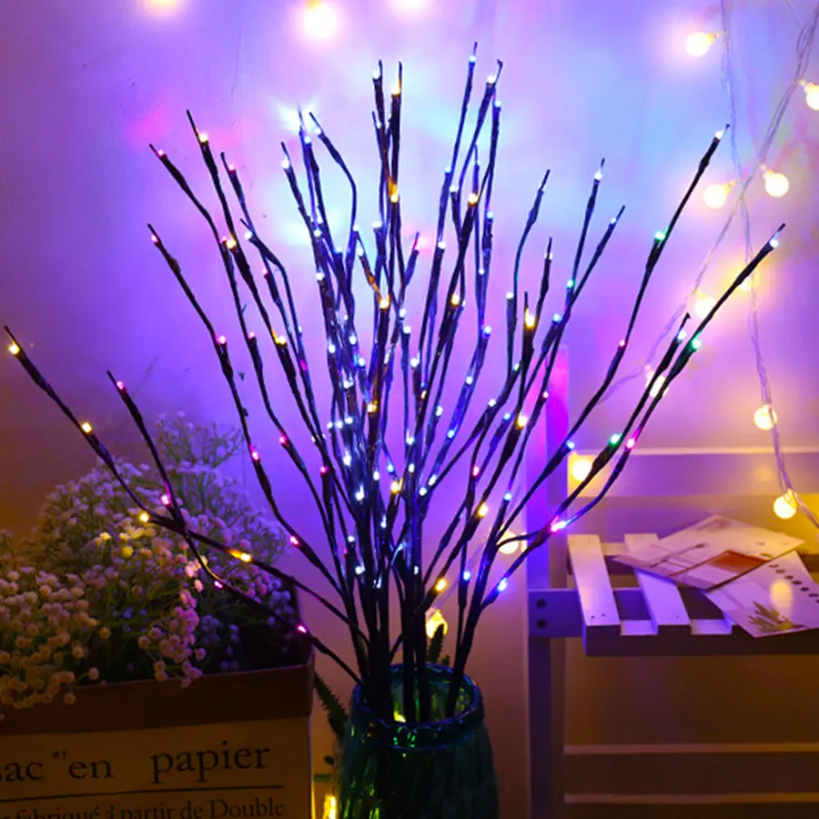 LED Willow Branch Lamp Floral Lights 20 Bulbs Tall Vase Filler Willow Twig Home Christmas Wedding Party Decorative Lights Lamp