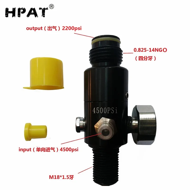 

SPUNKY PCP Paintball Airsoft HPA Tank Regulator Valve M18*1.5 Thread Black 4500psi 2200psi Output Pressure