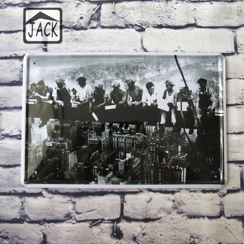 

Workers on the building 8X12 inch Metal Tin Sign Hall House Lounge Gallery Living Room Garden Garage Poster Plaque Wall Decor