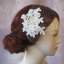 Aleccon кружева аппликация перл птичья клетка высокое качество глава фата ручной работы на заказ мантилья фата V728