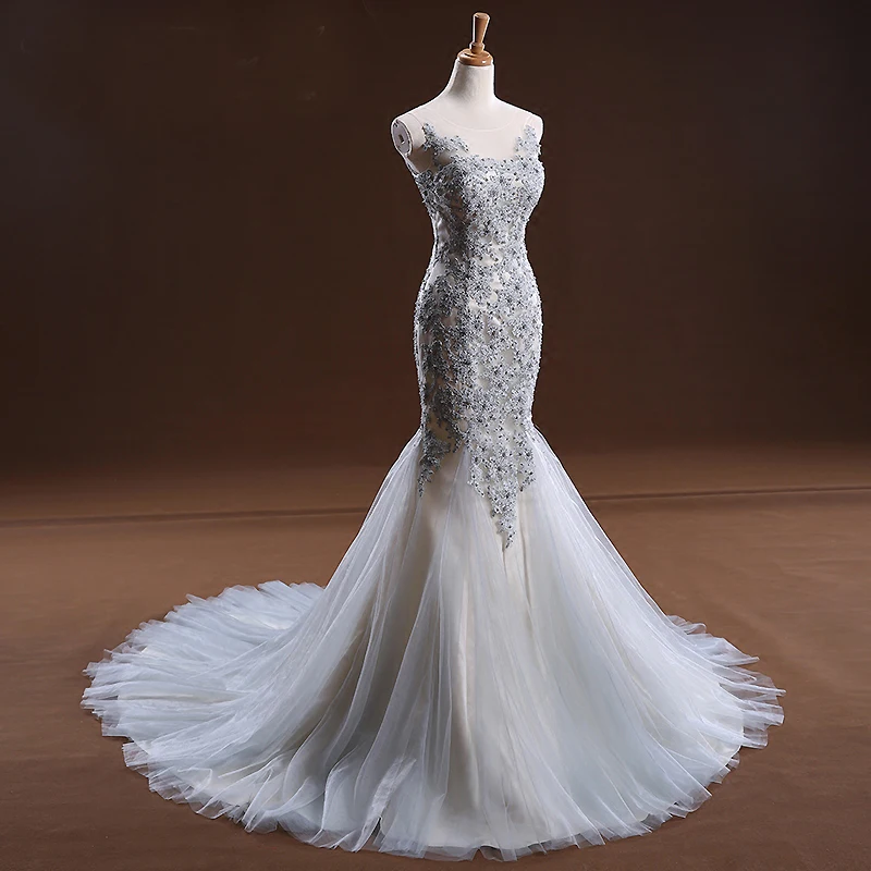 Gris Plata Vestidos De Novia 2017 De La Sirena Vestidos De Novia Vestidos De Noiva Encargo Hacer El Envio Libre Mermaid Bridal Gown Bridal Gownvestido De Noiva Aliexpress