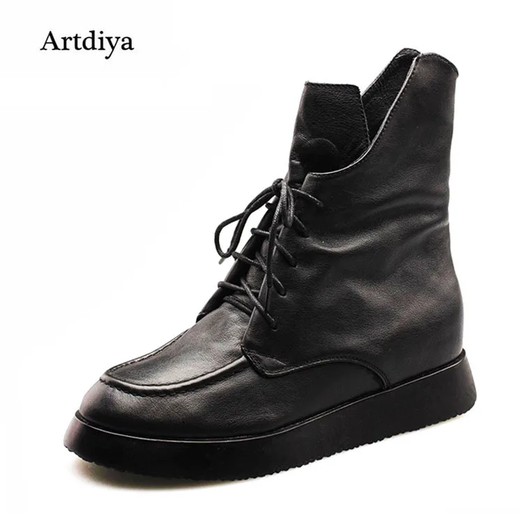 

Artdiya Original Martin Boots Genuine Leather Women Boots Autumn and Winter Boots Handmade Height Increasing Ankle Boots T9695