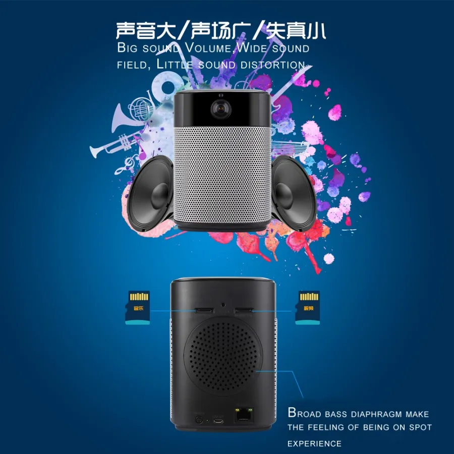 Panoramic 180Degree 1080P HD Wifi IP Camera Built-in Bluetooth4.2 2X5W Stereo Speaker Dual Card for Recording & Playing Free APP_F9