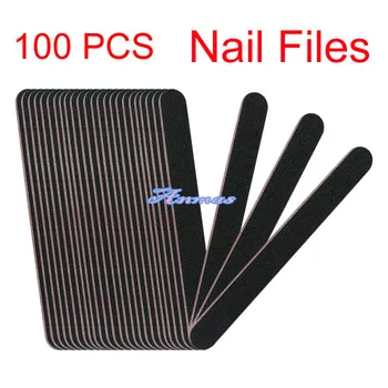 

100 PCS Black Round Nail File Nail Art Sanding Files Buffing Block Grit Tools Set