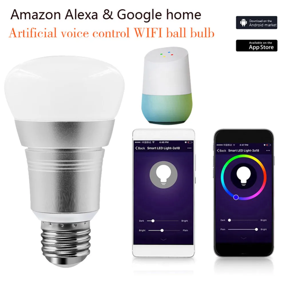 YHINT Smart Wifi Bulb Work With Alexa & Google Home Remote Control E27
