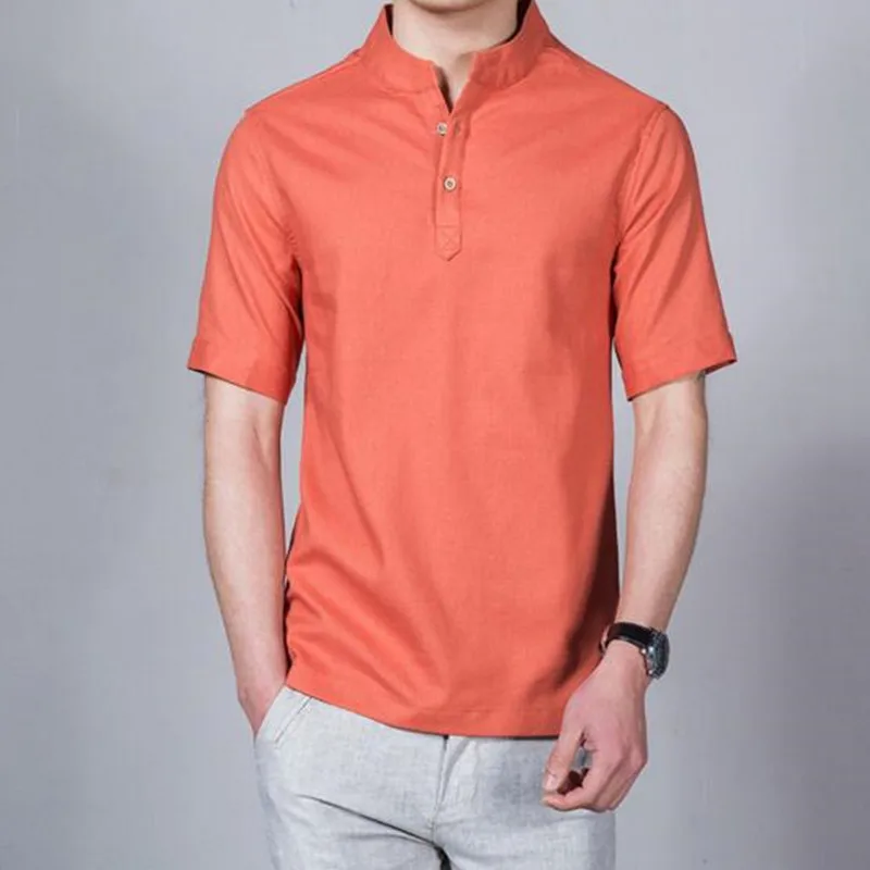 Мужская модная популярная однотонная новая 1 шт. рубашка с коротким рукавом, Мужская модная Высококачественная однотонная Удобная Повседневная рубашка