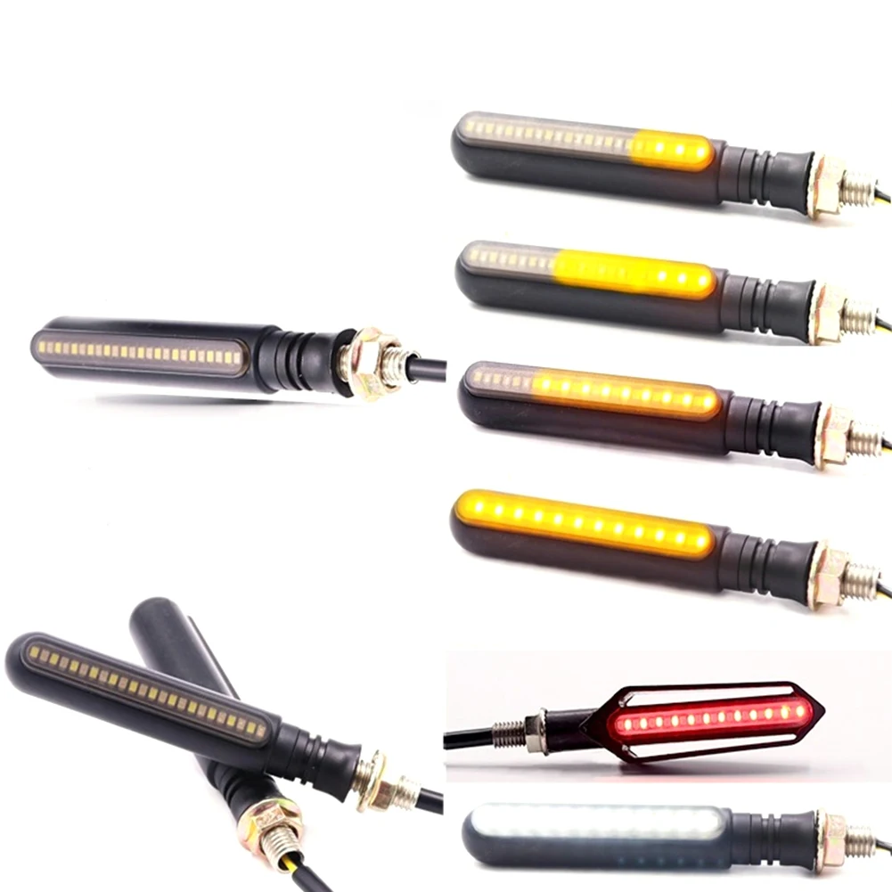 

4PCS Motorcycle Turn Signals Lamp LED Flowing Water Flashing Lights Brake Lights Tail Indicator Running Light DRL Lamps
