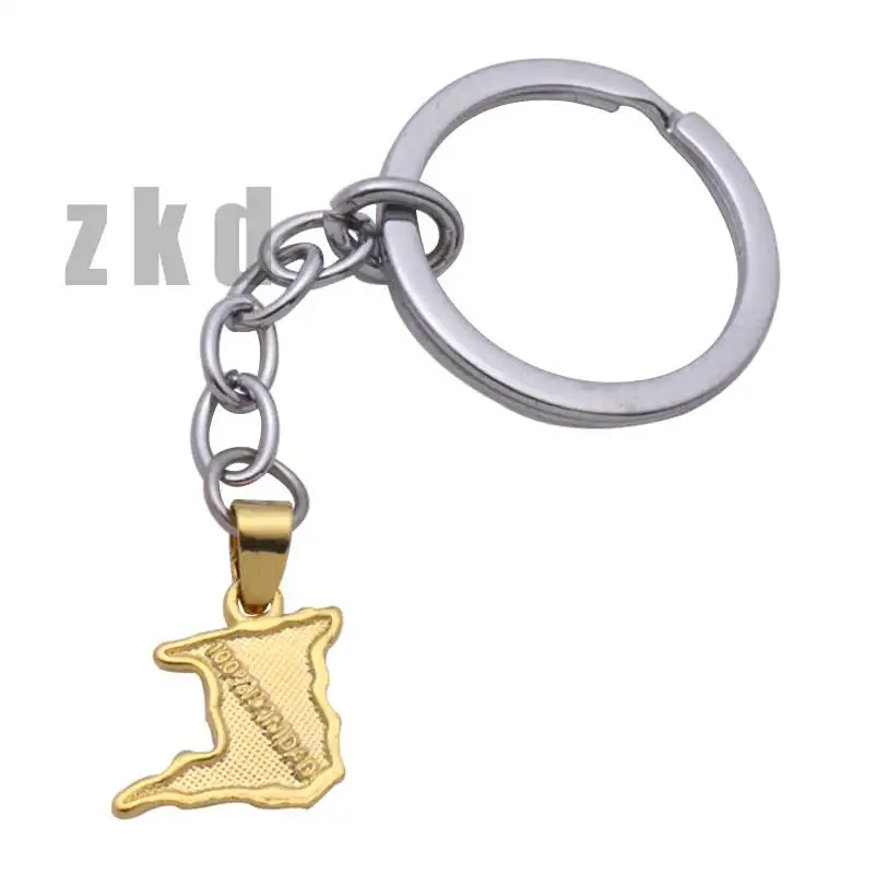 

zkd Trinidad and Tobago key chain & key ring country map jewelry